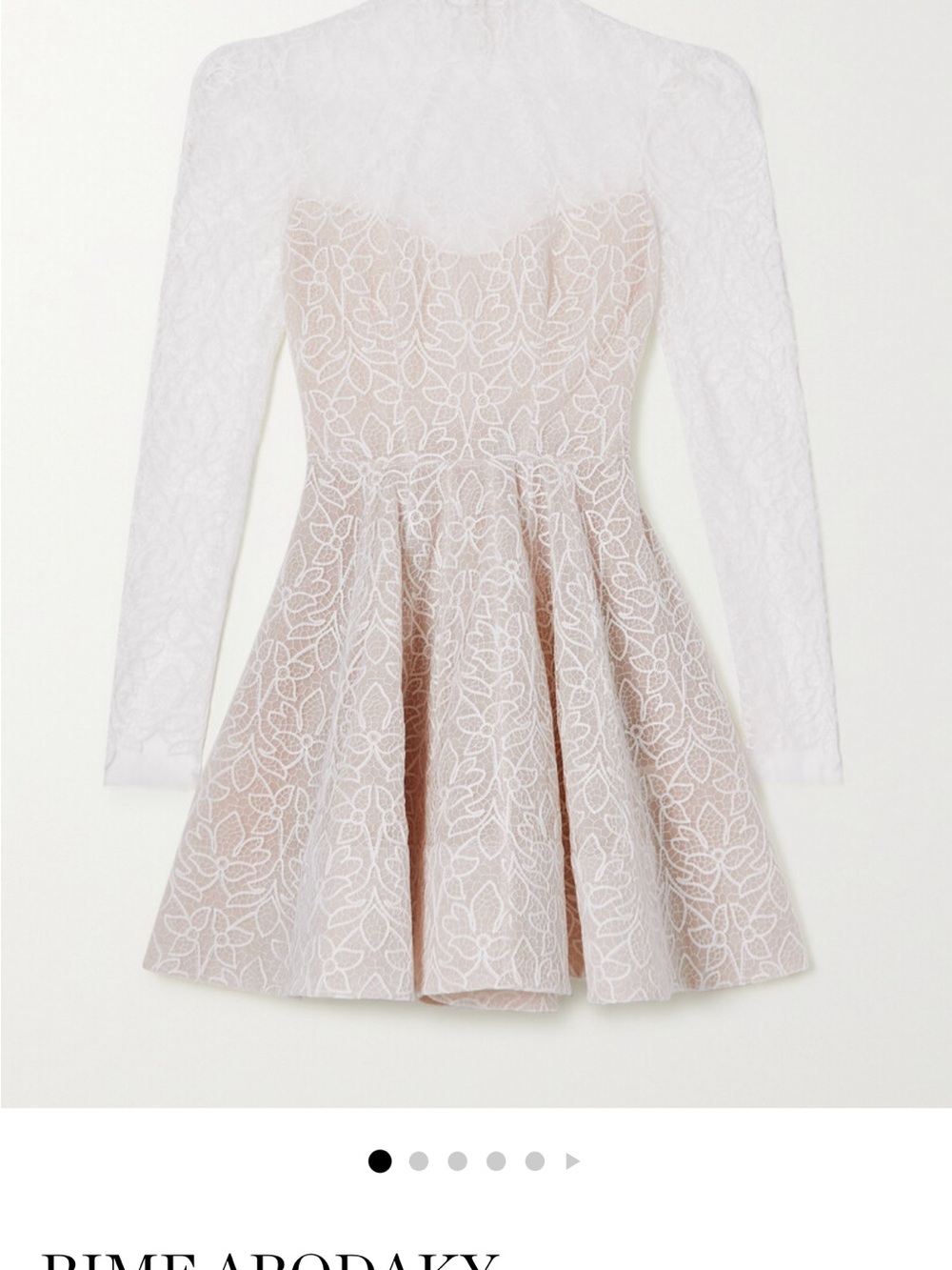 Rime Arodaky White Lace Overlay Dress with Nude Underlay